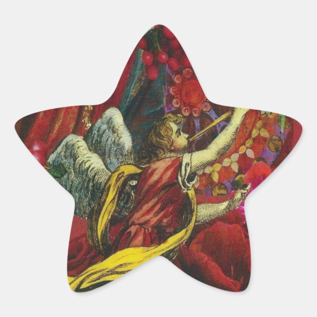 20 Star-shaped Stickers with Christmas Angel (Front)