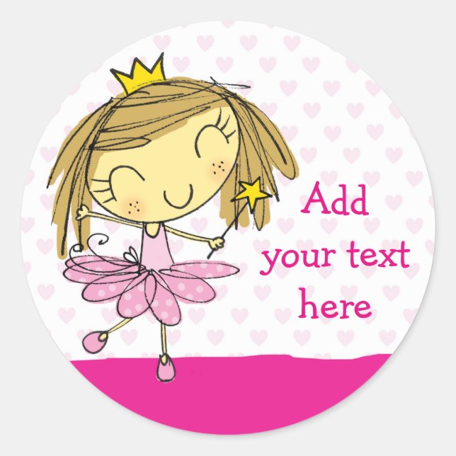 ♥ 20 STICKERS ♥ Cute Pink Princess Ballet girl (Front)