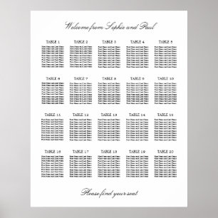 20 Table Elegant Minimalist Seating Chart