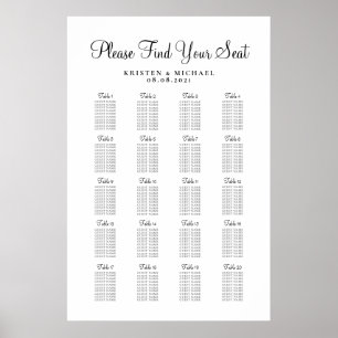 20 Table Large Wedding Guest Seating Chart