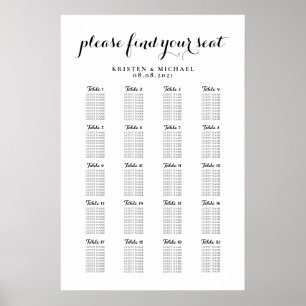 20 Table Large Wedding Guest Seating Chart