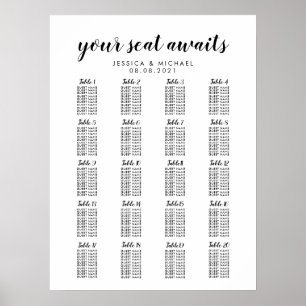 20 Table Large Wedding Guest Seating Chart