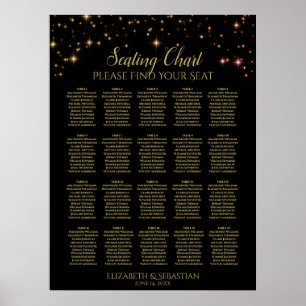 20 Table Shimmering Sparkles Wedding Seating Chart