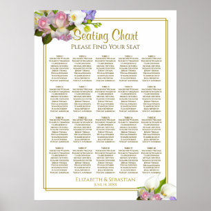 20 Table Spring Floral Wedding Seating Chart