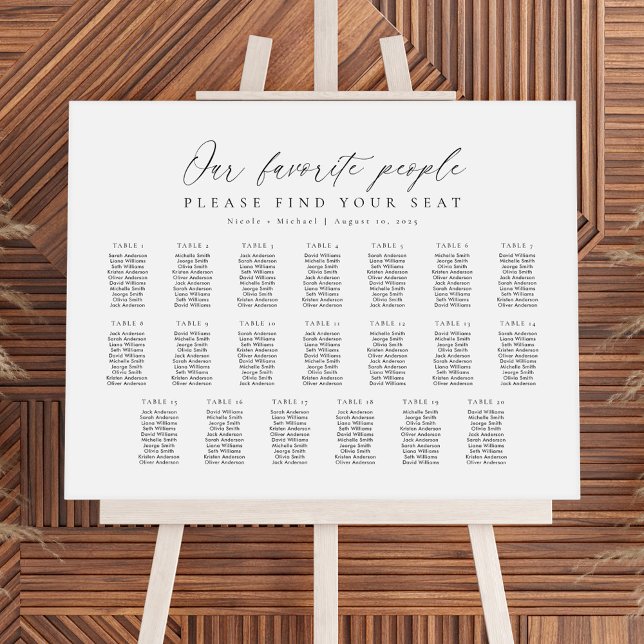 20 Tables Our Favourite People Seating Chart Plan (Creator Uploaded)