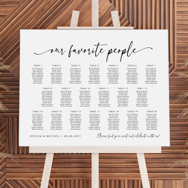 20 Tables Our Favourite People Seating Chart Plan (Creator Uploaded)
