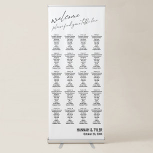 20 Tables Wedding Reception Simple Seating Chart Retractable Banner