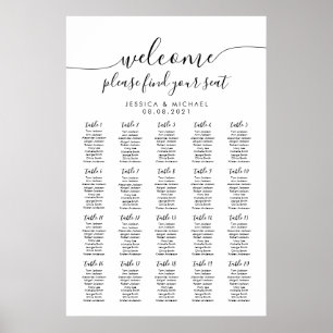 20 Tables Welcome Wedding 200 Guests Seating Chart