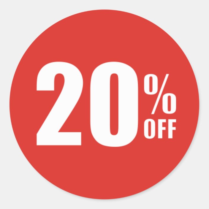 20% Twenty Percent OFF Discount Sale Sticker | Zazzle.co.uk