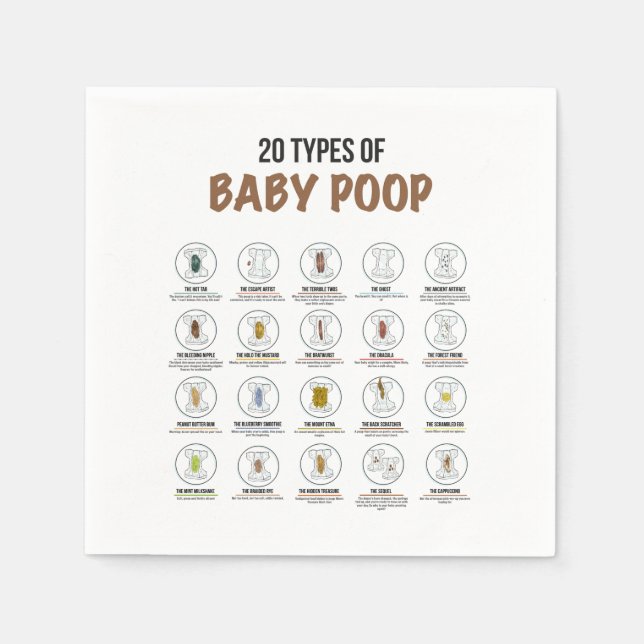 20 Types of Baby Poop (50) Paper Napkins (Front)