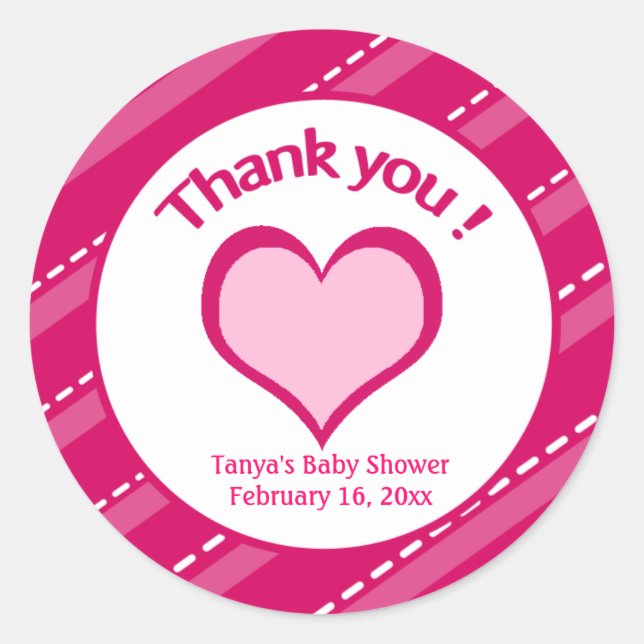 20 Valentines Day Heart Thank you Stickers (Front)
