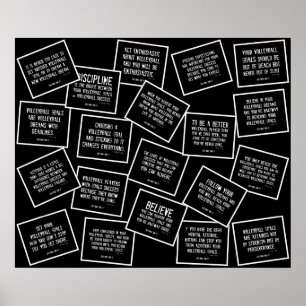 20 Volleyball Quotes in Black and White Poster