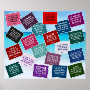 20 Volleyball Quotes in Colour Poster