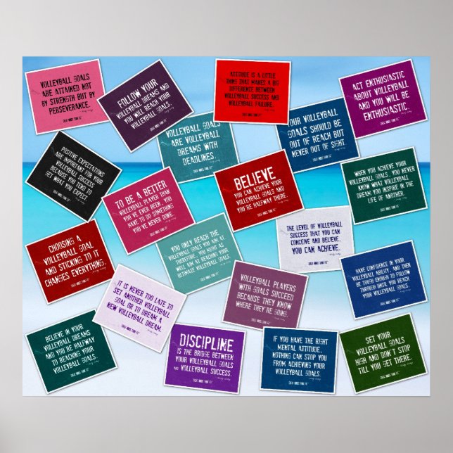 20 Volleyball Quotes in Colour Poster (Front)