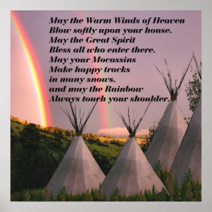 20"x20" Gold Matte Cherokee Blessing Prayer Print