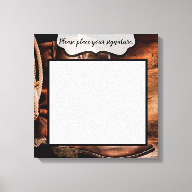 20"x20" Signature Canvas Cowboy Boots Barn Wood Ru (Front)