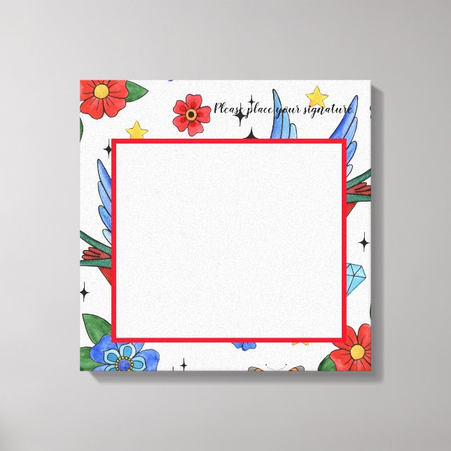 20"x20" Signature Canvas Traditional Bird Tattoo S (Front)