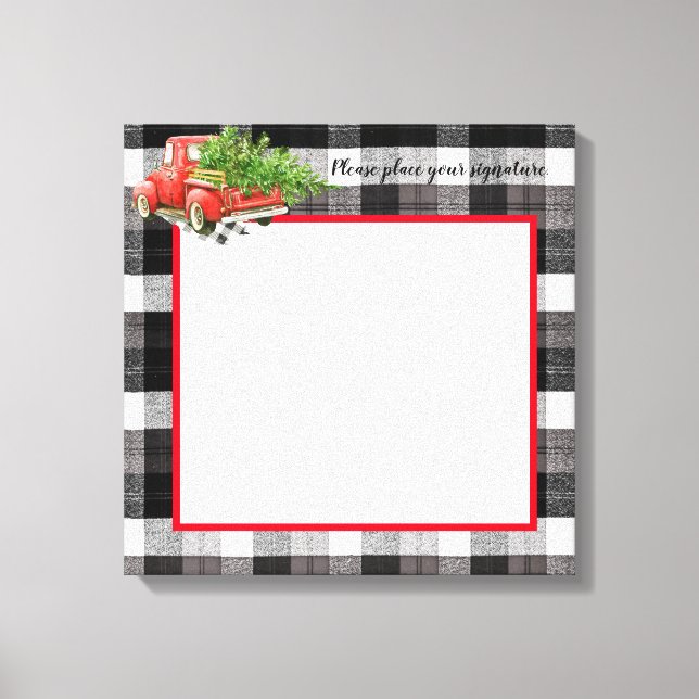 20"x20" Signature Canvas XMAS Truck Baffalo Plaid (Front)