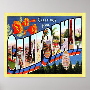 20 x 16 Greetings from California Poster