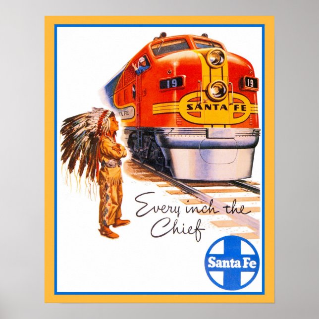 20" x 16" Retro vintage Santa Fe Chief Train ad Poster (Front)