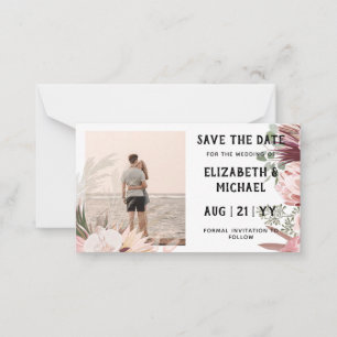 20 x BUDGET Photo Save Dates Pampas Grass Tropica Card