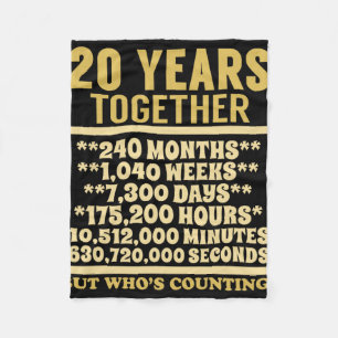 20 Year Anniversary T Shirt 20th Wedding Gift Coup Fleece Blanket