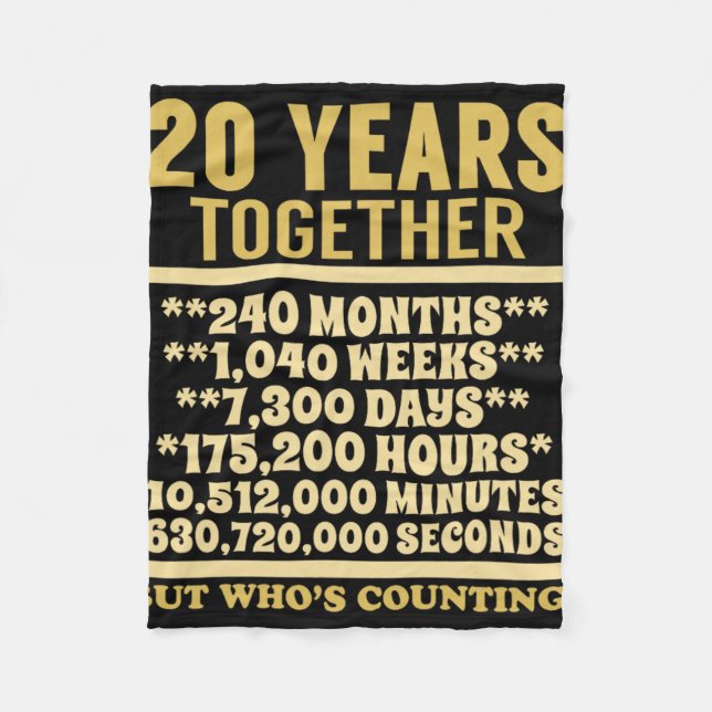 20 Year Anniversary T Shirt 20th Wedding Gift Coup Fleece Blanket (Front)