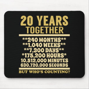20 Year Anniversary T Shirt 20th Wedding Gift Coup Mouse Mat
