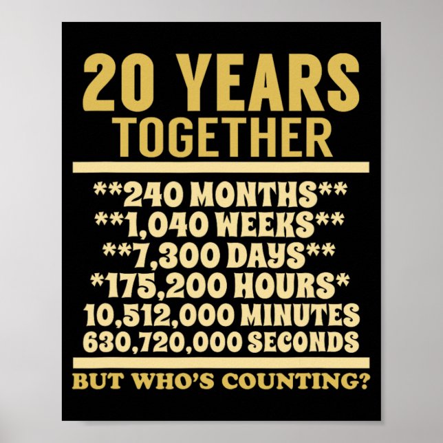 20 Year Anniversary T Shirt 20th Wedding Gift Coup Poster (Front)