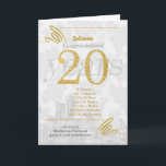 20 Year Employee Anniversary Business Elegance Holiday Card<br><div class="desc">A faded skyline or cityscape with a leafy damask overlay in soft silvery grey hues sets off digitally created gold glitter-look text for an employee's 20th anniversary with your company.</div>