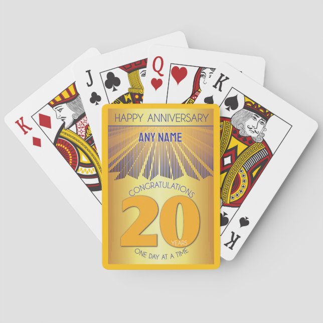 20 Year | Golden Ray 12 Step CUSTOM NAME Playing Cards (Back)