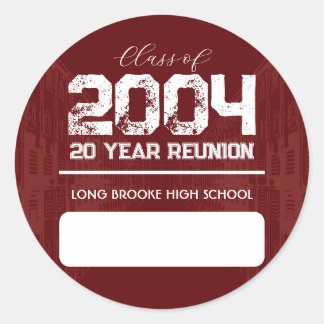 20 Year High School Reunion Blank Name Tag Sticker