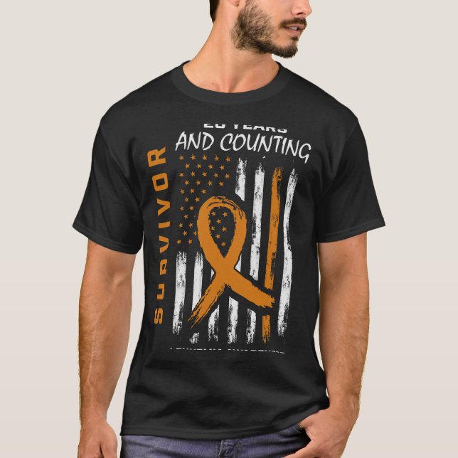 20 Year Leukaemia Cancer Survivor Gifts Orange Awa T-Shirt (Front)