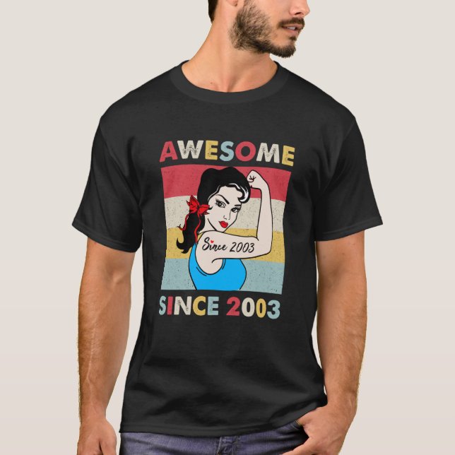 20 Year Old Awesome Since 2003  20th Birthday T-Shirt (Front)