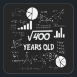 20 Year Old Bday Geeky Math 20th birthday Gift Square Sticker<br><div class="desc">Celebrate birthdays with a clever twist! This funny math design uses equations and square roots to reveal the age, making it the perfect choice for math lovers, teachers, students, and geeks who enjoy a good nerdy joke. Great for milestone birthdays, classroom celebrations, or anyone who appreciates clever humour mixed with...</div>