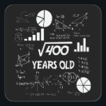 20 Year Old Bday Geeky Math 20th birthday Gift Square Sticker<br><div class="desc">Celebrate birthdays with a clever twist! This funny math design uses equations and square roots to reveal the age, making it the perfect choice for math lovers, teachers, students, and geeks who enjoy a good nerdy joke. Great for milestone birthdays, classroom celebrations, or anyone who appreciates clever humour mixed with...</div>