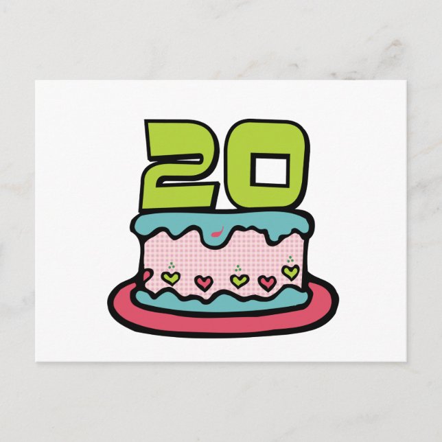 20 Year Old Birthday Cake Postcard (Front)