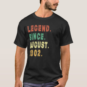 20 Year Old Legend Since August 2002 20th Birthday T-Shirt