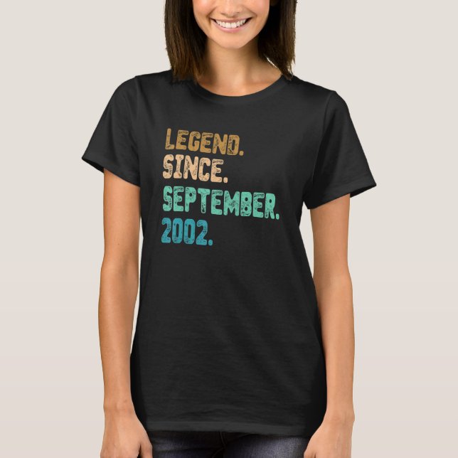 20 Year Old Legend Since September 2002 20th Birth T-Shirt (Front)