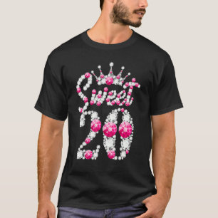 20 Year Old Sweet 20th Birthday Pink Diamond Crow T-Shirt