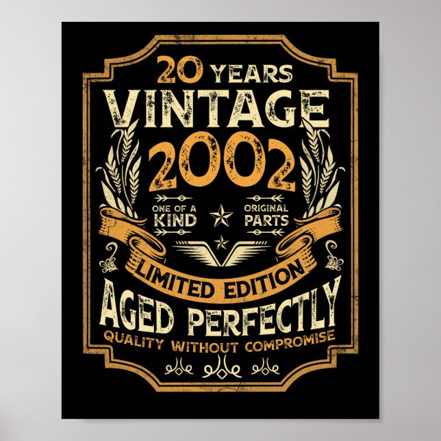 20 Year Old Vintage 2002 20th Birthday Poster (Front)