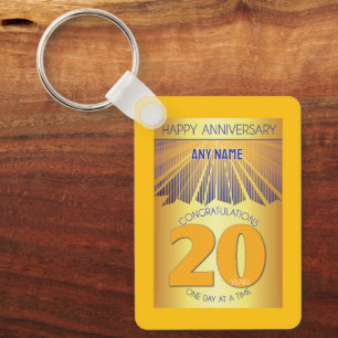 20 Year Sober Anniversary   Golden Ray 12 Step Key Ring