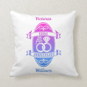 20 Year traditional China 20th wedding anniversary Cushion