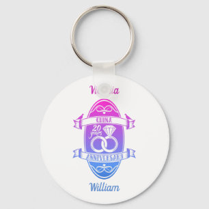20 Year traditional China 20th wedding anniversary Key Ring