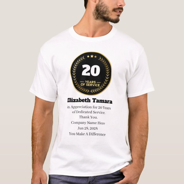 20 Year Work Anniversary | Employee Appreciation T-Shirt (Front)