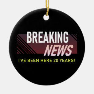 20 Year Work Anniversary Twentieth Employee Watch Ceramic Tree Decoration