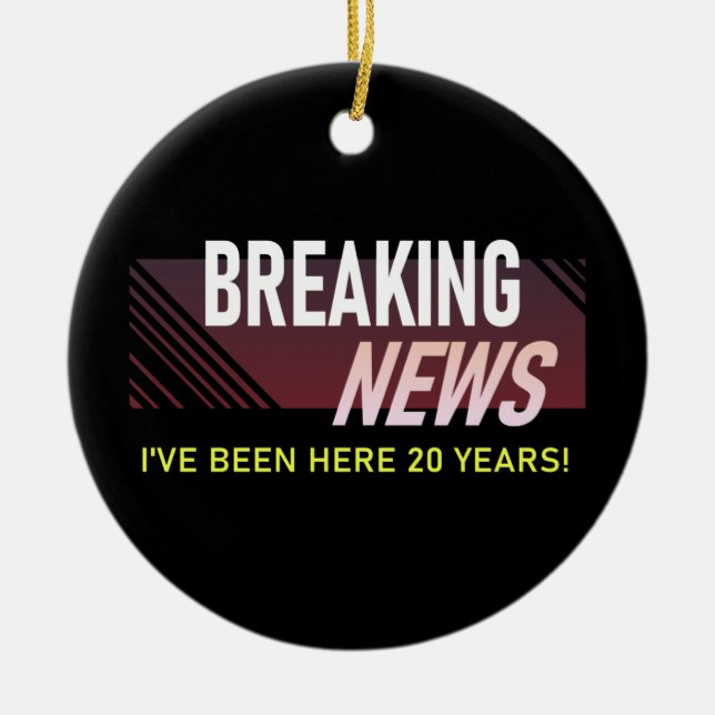 20 Year Work Anniversary Twentieth Employee Watch Ceramic Tree Decoration (Front)