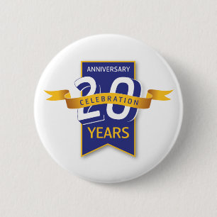 20 Years Anniversary Design 6 Cm Round Badge