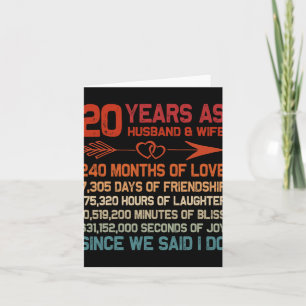 20 Years As Husband &amp; Wife 20th Anniversary Gi Card