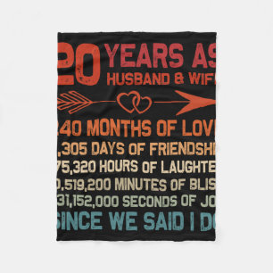 20 Years As Husband &amp; Wife 20th Anniversary Gi Fleece Blanket